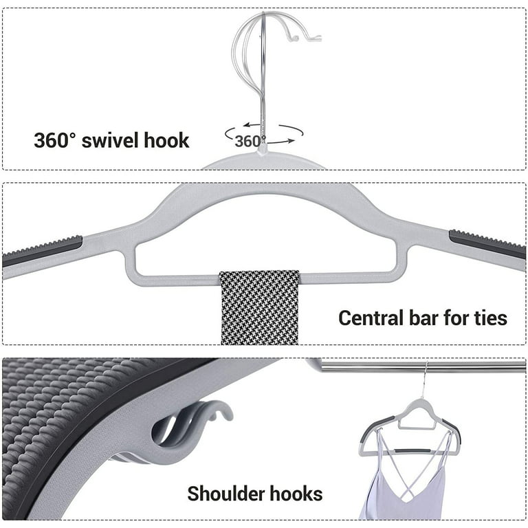 Clothes Hangers, Pack of 50 Plastic Coat Hangers, Non-Slip, Space-Saving,  0.2 Inches Thick, 360° Swivel Hook, Light Gray and Dark Gray UCRF50G –  Built to Order, Made in USA, Custom Furniture – Free Delivery