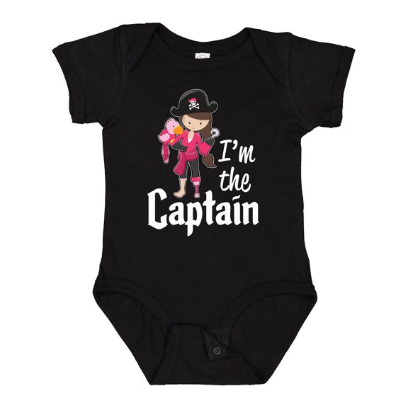 Inktastic I'm the Captain- pirate girl Girls Baby Bodysuit