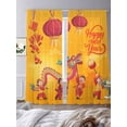thumbnail image 3 of Happy New Year Sheer Curtains 108 Inch Length 2 Panels for Living Room, Red Yellow Dragon Dance Voile Kitchen Curtain Set, Luxury Privacy Drapes Window Treatment for Bedroom, 3 of 7