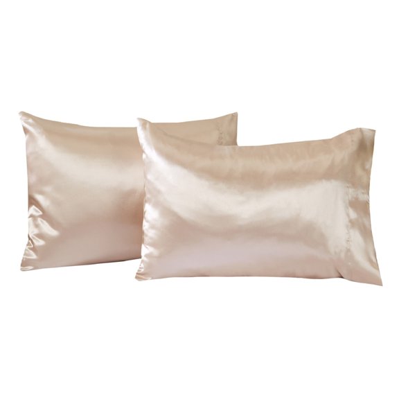 Great Bay Home 2-Pack Sateen Silk Microfiber Pillowcase  (Standard Pillowcase, Caramel)