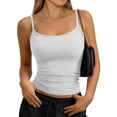 thumbnail image 2 of Womens Tank Tops Camisole Sleeveless Tops Adjustable Spaghetti Straps Basic Trendy Going Out Slim Fitted Summer Clothes Light Gray XS, 2 of 6