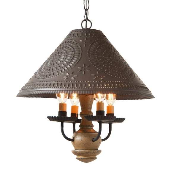 Irvins Country Tinware Wood Homespun Shade Light in Pearwood