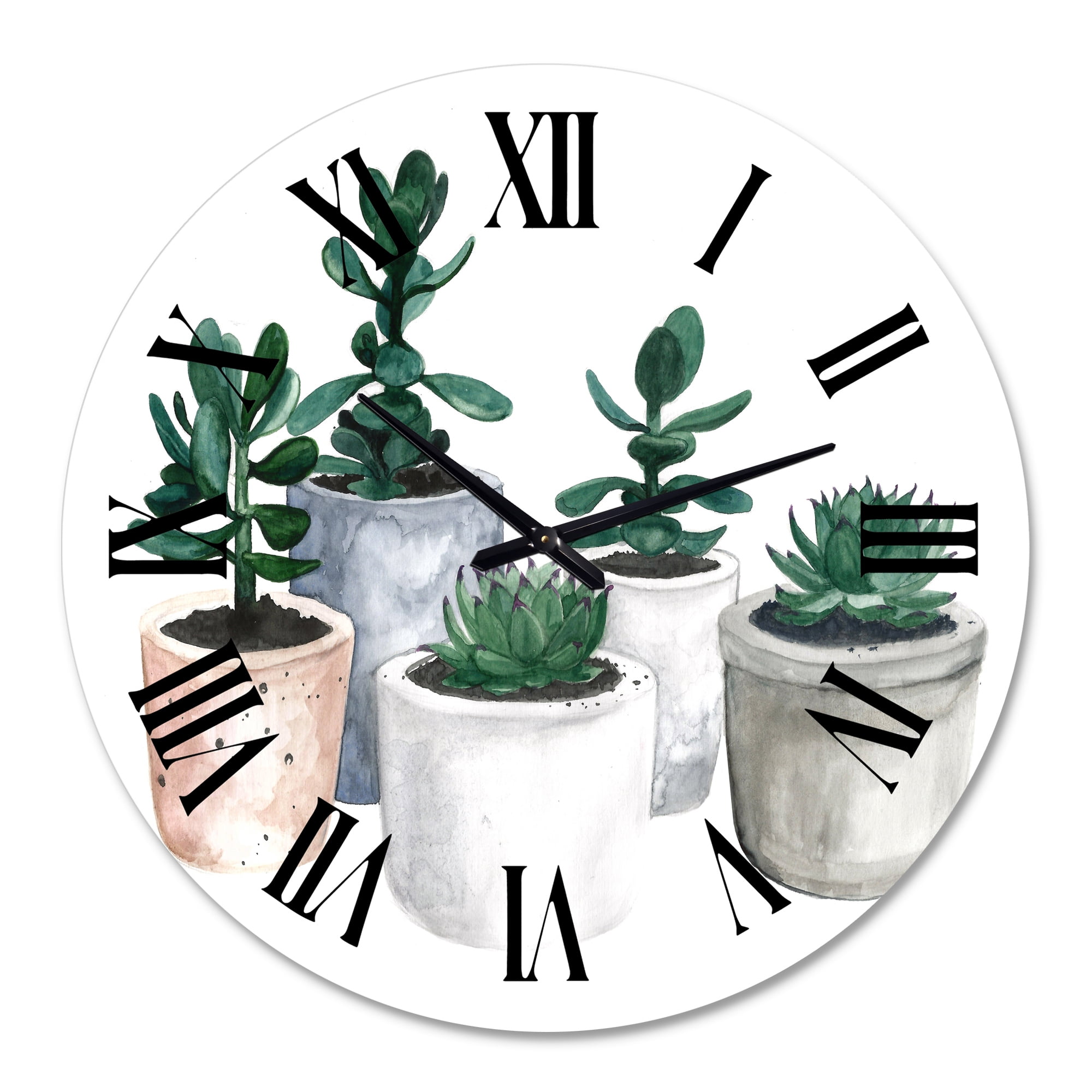 Designart 'Cactus And Succulent House Plants Vi' Farmhouse Wall Clock