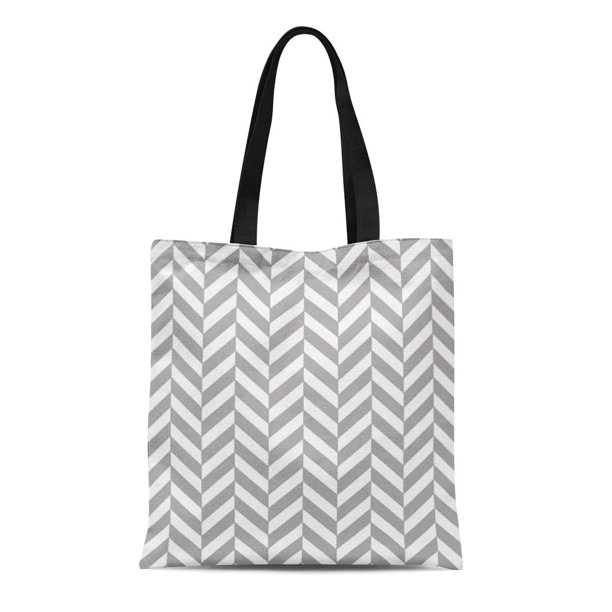 POGLIP Canvas Tote Bag Gray Zigzag Herringbone Pattern Grey and Chevron ...