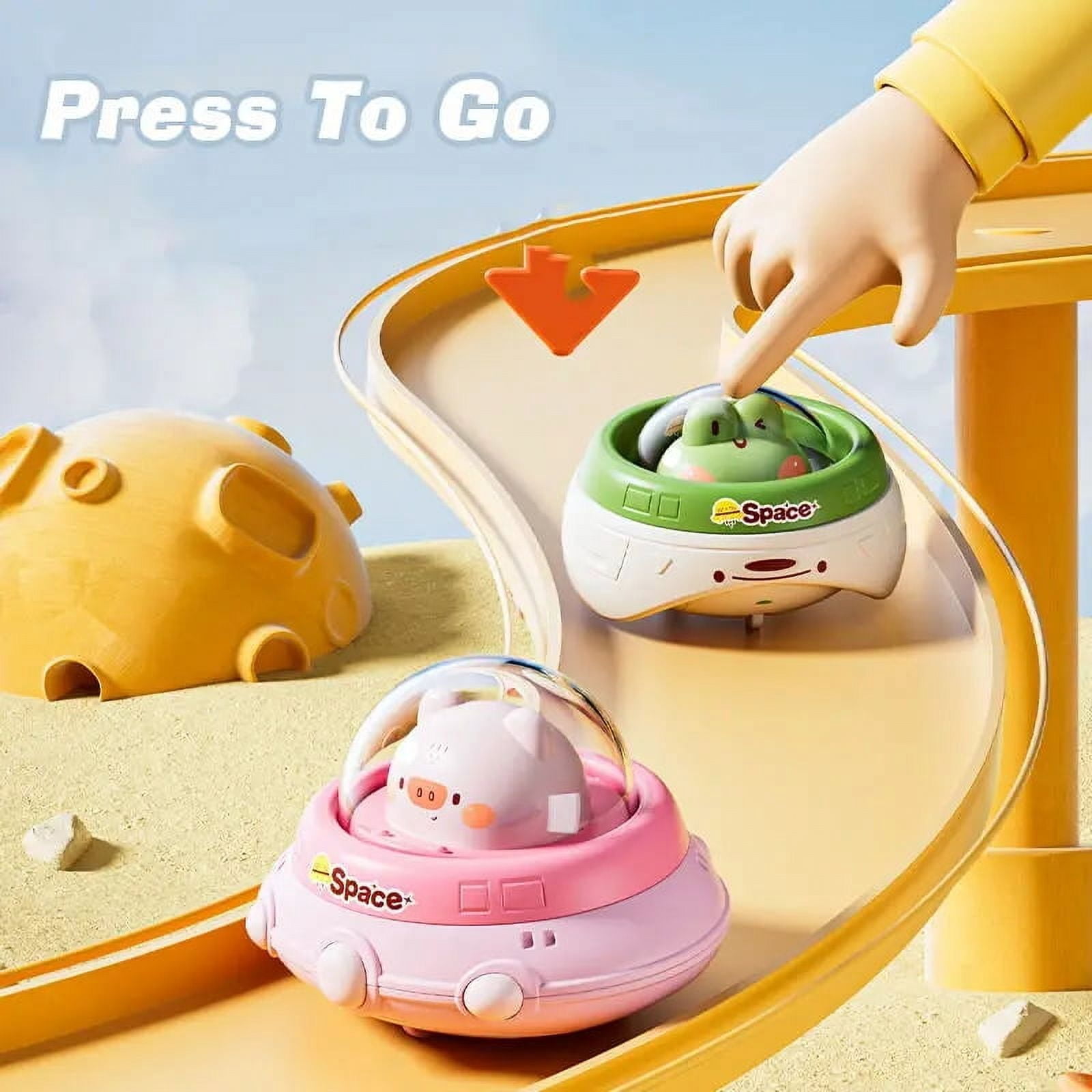 Coches De Presión Con Animales | Press & Go | 4 Unidades | Para 1-3 Años | Sin Pilas | Educativo