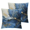 thumbnail image 2 of Acheng Blue Gold Marble Throw Pillow Cover, Decorative Pillow Cases Set of 2 for Home Living Room Bed Sofa Bedroom Decor Cases Square Outdoor White, 2 of 6