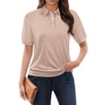 thumbnail image 5 of TODOZO Women's Polo Shirts Cotton 3-Button Short Sleeve Collared Tops Summer Cool Shirt Uniform Casual Shirts Tops for Trendy Short Sleeve Vacation Outfits Blouses Casual Summer Collared Shirts, 5 of 7