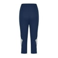 thumbnail image 4 of WCMZJ Capri Leggings for Women Tummy Control Butt Lifting Workout Capri Yoga Pants Lace Appliqué Summer Beach Capris Navy Blue 3XL, 4 of 6