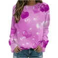 thumbnail image 2 of Ventes de Liquidation! Aqestyerly Blouse Ample à Manches Longues Col Rond Imprimé Saint-Valentin pour Femme, 2 of 4