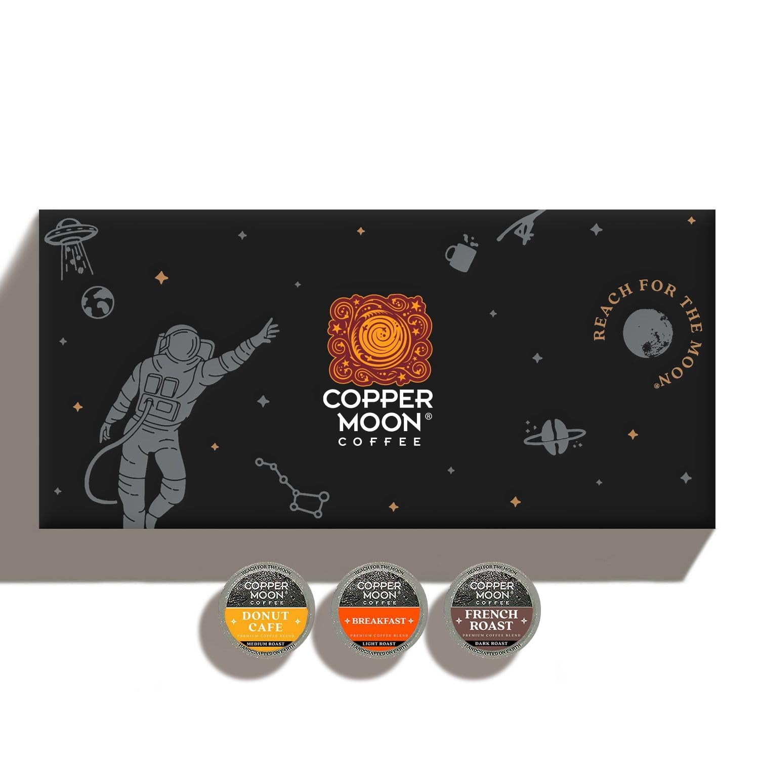 Copper Moon Single Serve Coffee Pods for Keurig K-Cup Brewers, Flavored Variety Pack (20 ea:Breakfast, Donut Cafe, French Roast), 60 Count