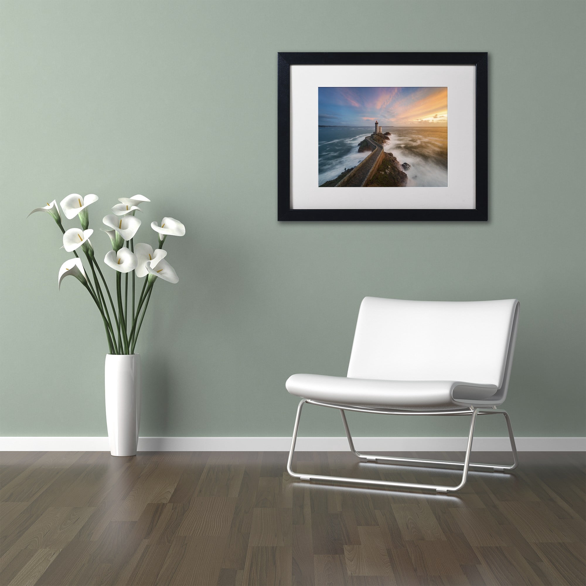 Trademark Fine Art "Last Rays in Brittany" Canvas Art by Mathieu Rivrin, White Matte, Black Frame