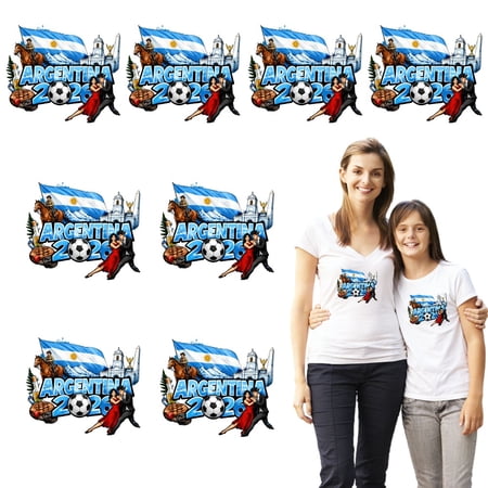 8 large-sized iron-on transfer sheets , DTF Transfer Ready to Press for T-Shirts, Argentina 2024 Flag Soccer Player, Waterproof Heat Transfer Vinyl for Apparel(28CM-11.02in)