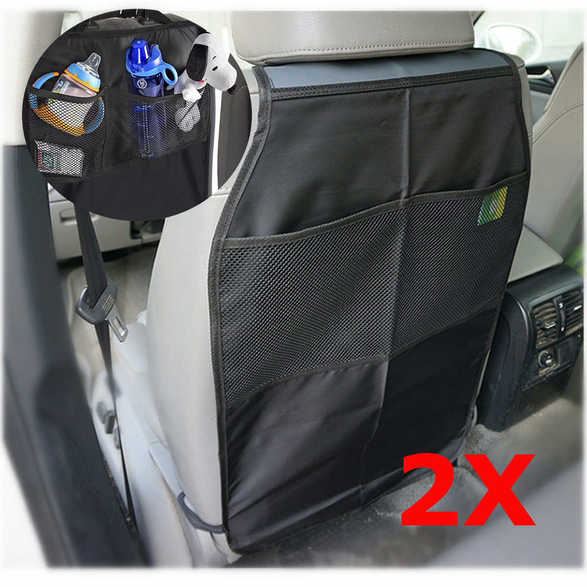 2Pcs Universal Car Seat Back Protector Child Kick Guard Mat Storage Bag