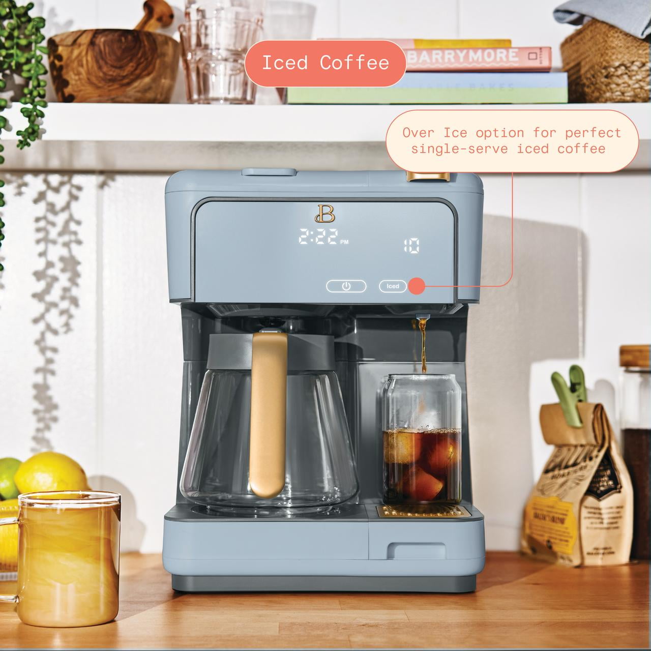 Beautiful Multi-Brew 12-Cup Programmable Drip & Single-Serve Coffee Maker, Cornflower Blue by Drew Barrymore
