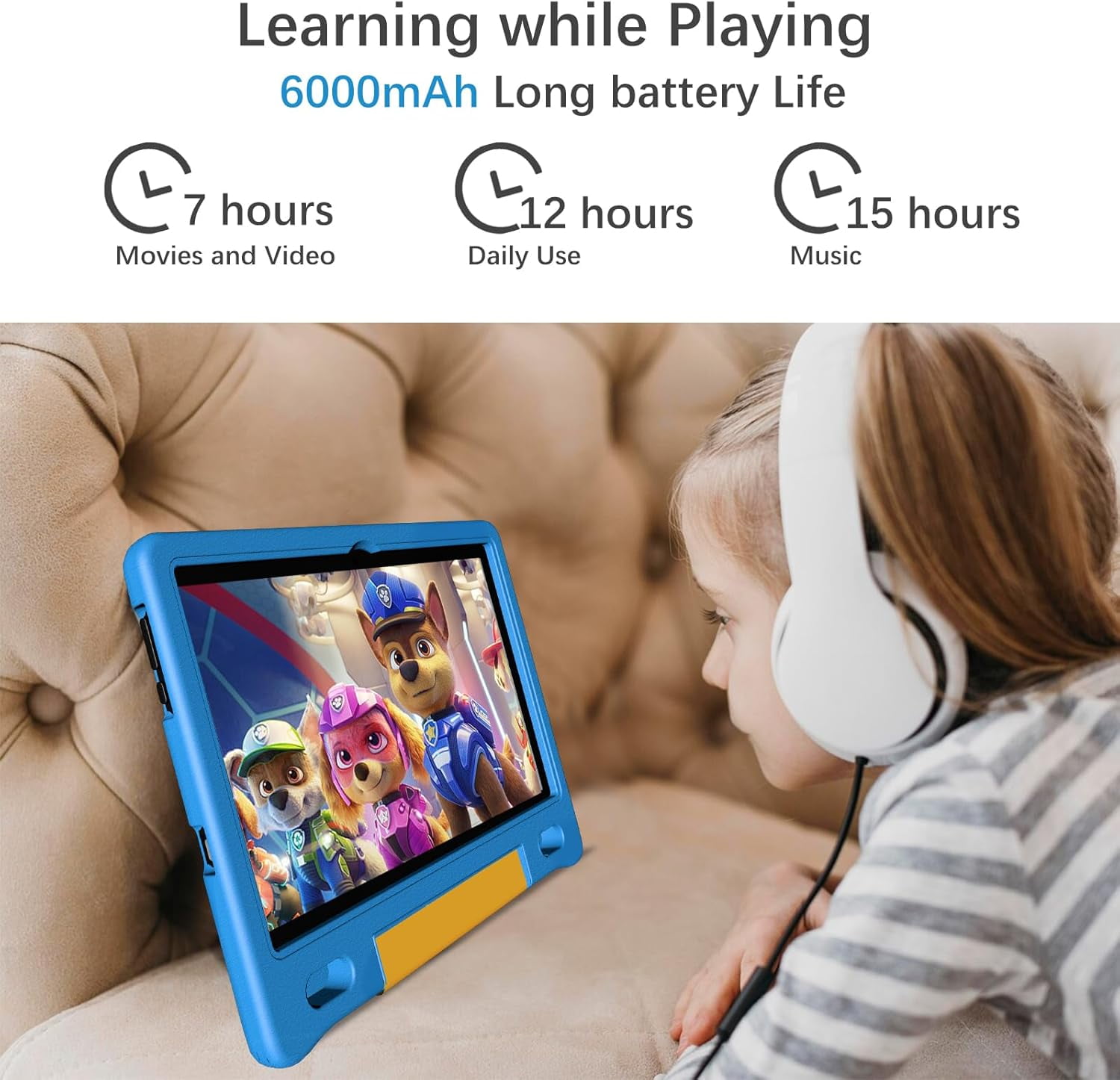 Kids Tablet with Strap, Android 14 Tablet for Kids 10 inch , Toddler Tablet Octa-Core 64GB 1TB Expandable, Children's Tablet with Case, Bluetooth WiFi Parental Control Dual Camera, 12-hr battery