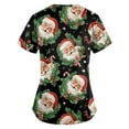 thumbnail image 4 of Garbnen Christmas Workwear Scrubs Women V Neck Short Sleeve Womens Workout Tops Xmas Printed Nurses Working Uniforms with Pockets S-5XL, 4 of 6