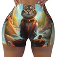 thumbnail image 2 of Honeii Riverside Meditating Cat Print Women's Workout Shorts, Gym Shorts for Active Wear, Sports Shorts,Women's Running Shorts,Quick Dry Athletic Shorts-Medium, 2 of 8