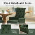 thumbnail image 3 of Lovableguy Mid Century Chenille Dining Chairs Set of 2,Upholstered Tufted Kitchen Side Chairs with Armrests and Solid Wood Frame & Legs,for Dining, Kitchen & Living Room,Olive green, 3 of 8