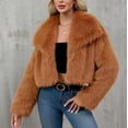 thumbnail image 2 of Womens Winter Coats 2026 Trendy Furry Faux Fur Long Sleeve Jackets Open Front Lapel Warm Fall Outwear with Pockets, 2 of 7