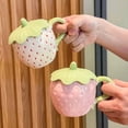 thumbnail image 3 of Cute Strawberry Mug with Lid and Spoon Ceramic Pink Coffee Maker Tea Cup for Women Kawaii Kitchen Gifts, 3 of 5