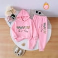 thumbnail image 2 of QBABYOO Toddler Girl Clothes 2 Piece Outfits Kids Oversized Fleece Hoodie Girls' Clothing Sets Toddler Outfits Girls Sweatshirt and Sweatpants Fashion Clothing Sets, Red 3-4T, 2 of 7