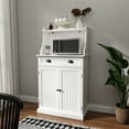 thumbnail image 6 of HLR 54" Kitchen Pantry Cabinet with Door & Shelves, Sideboard Buffet Cabinet with Microwave Stand for Dining Room, White, 6 of 10
