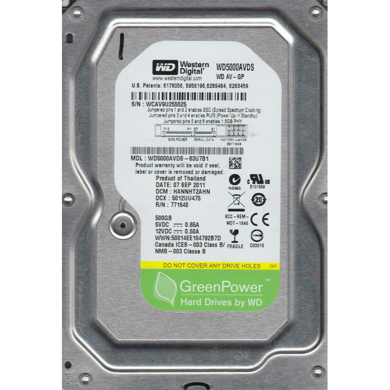 WD5000AVDS-63U7B1, DCM HANNHT2AHN, Western Digital 500GB SATA 3.5 Hard Drive  - Walmart.com