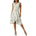 thumbnail image 1 of Vestidos de verano para mujeres INSPIRE CHIC, con envoltura, dobladillo con volantes, cuello redondo, espalda con abertura, sin mangas, vestido floral XS beige-azul, 1 of 6