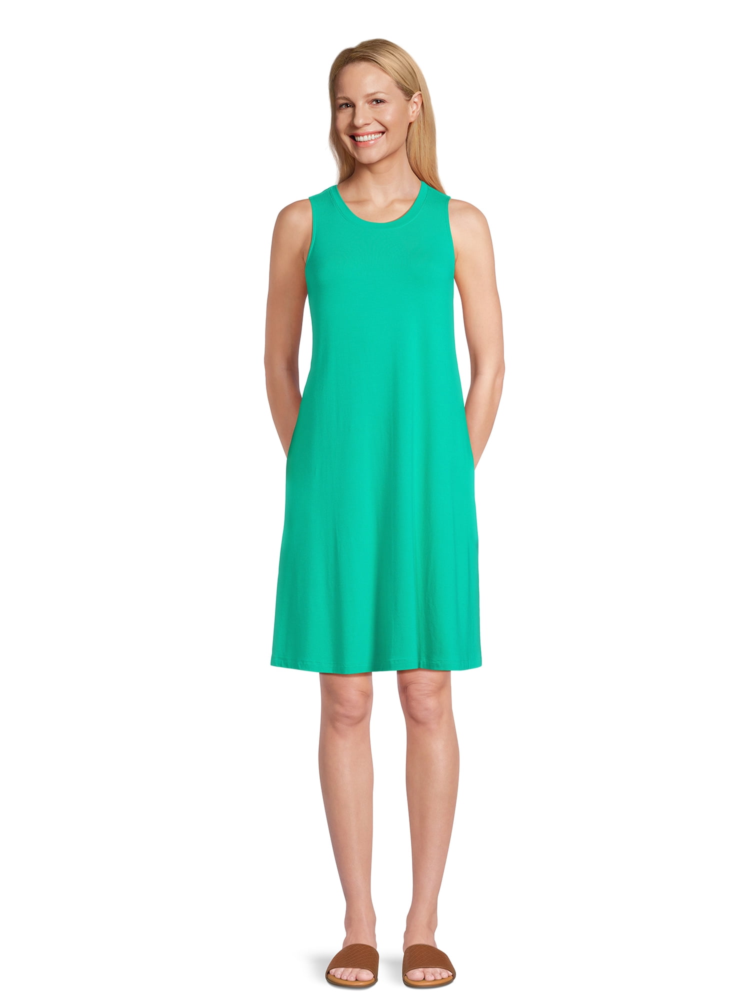 Time and Tru Women's Sleeveless Knit Swing Dress, Sizes XS-XXXL