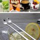 thumbnail image 4 of Cucharadita de mango largo, 12 piezas, 14,5 cm, cucharas cuadradas para mezclar y revolver de acero inoxidable para cóctel, helado, batido, bebida fría, café, 4 of 6