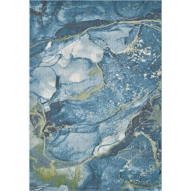 HomeRoots 475277 3 x 5 ft. Blue & Sage Abstract Stone Modern Area Rug, Teal