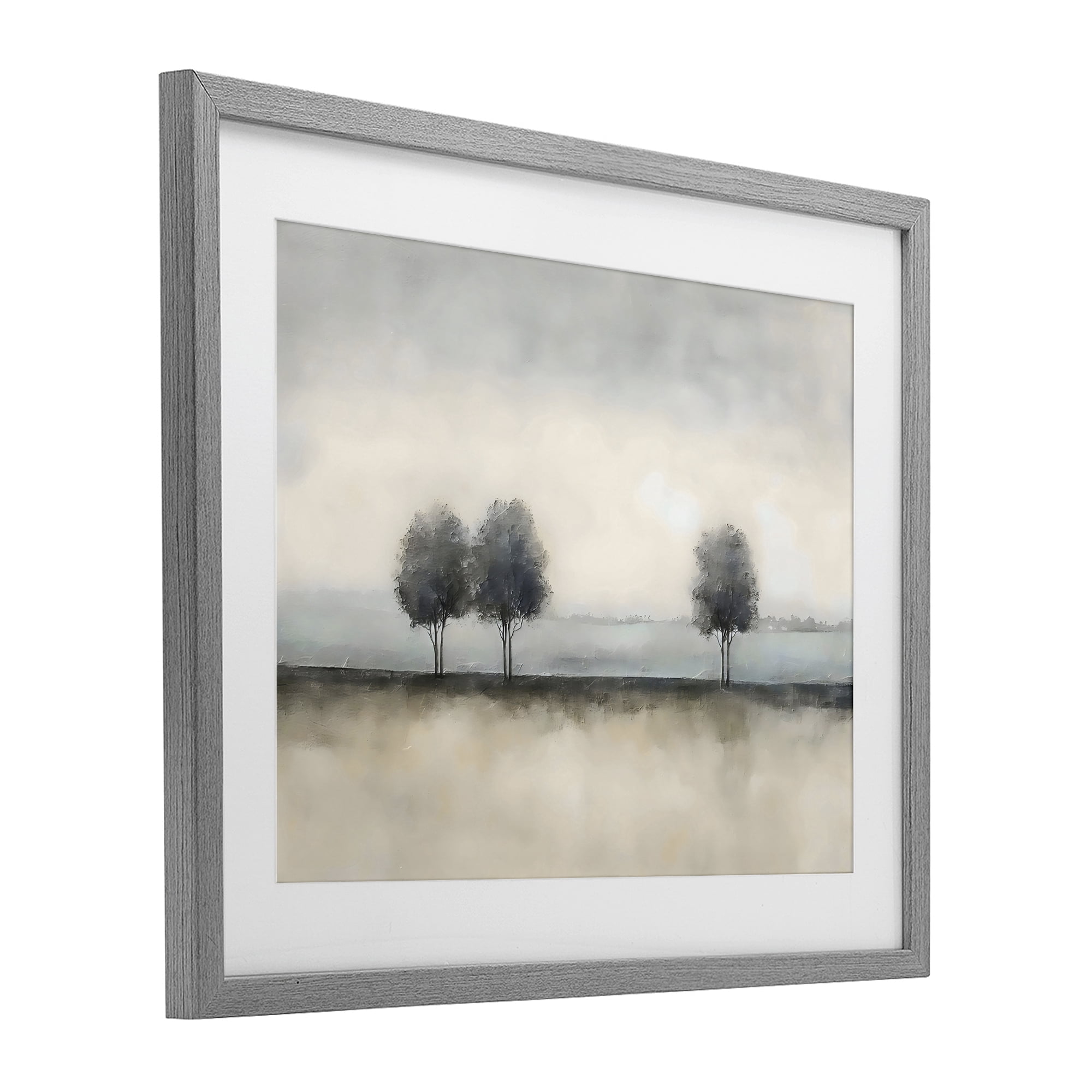 Stupell Industries Muted Trees Horizon Gray Framed Print Under Glass, design by Riley B