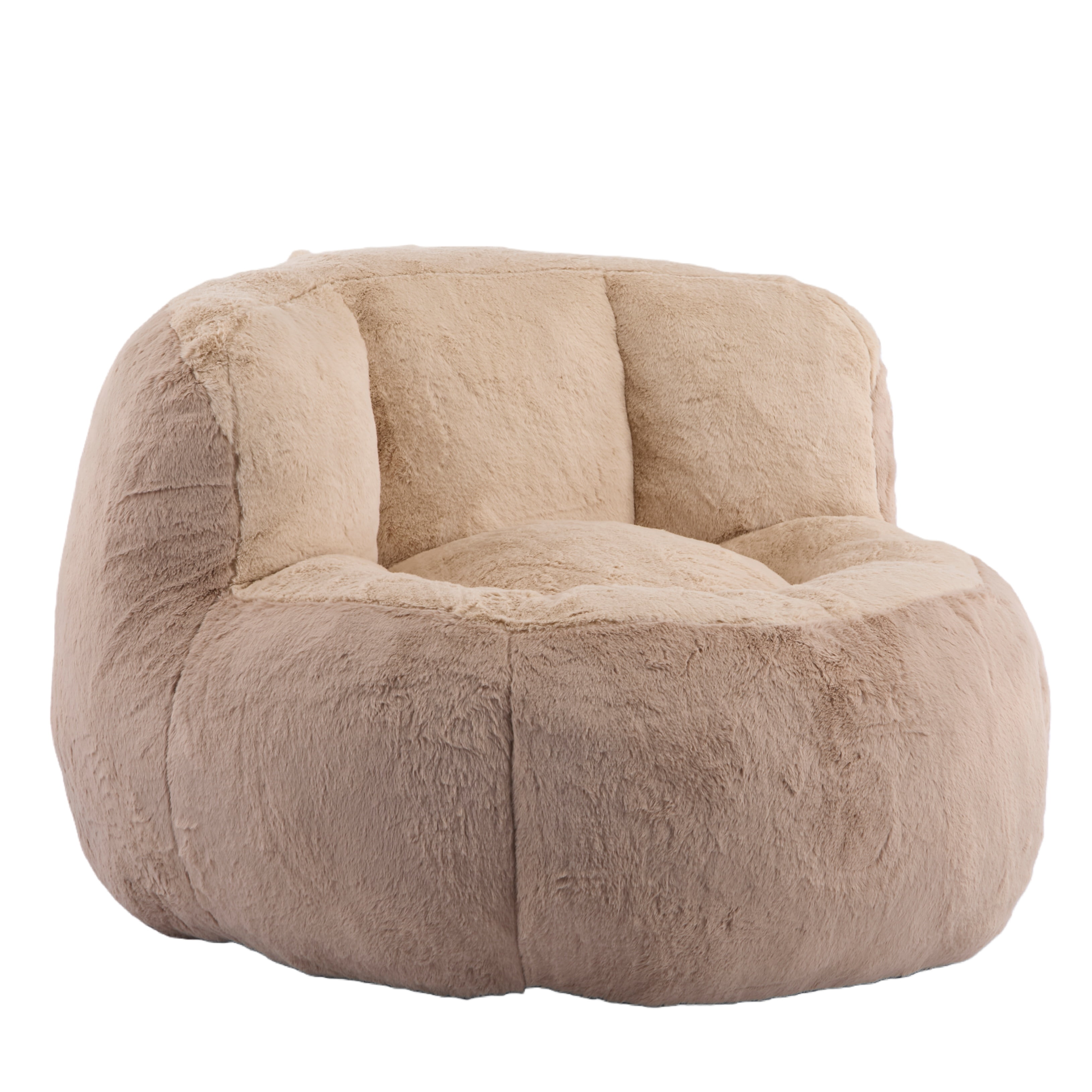 Tcbosik Oversized Bean Bag Chair for Adults, Faux Fur Single Sofa Chair, Accent Lounge Chair for Reading, Gaming, No Assembly Required, Brown+Camel