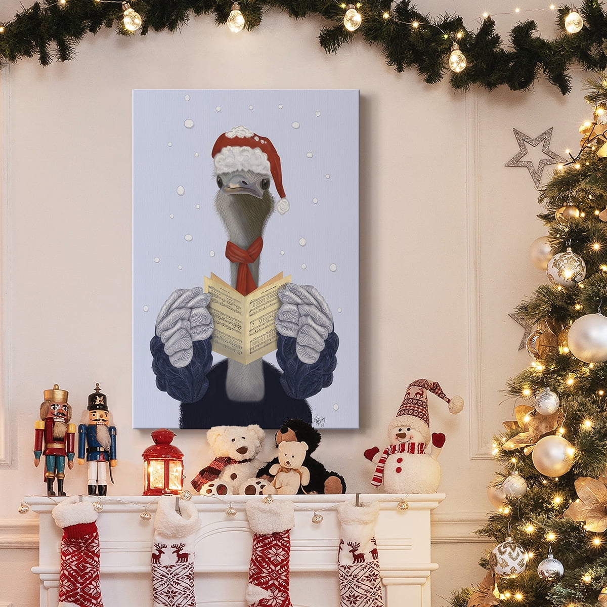 Ostrich, Carol Singing- Gallery Wrapped Canvas