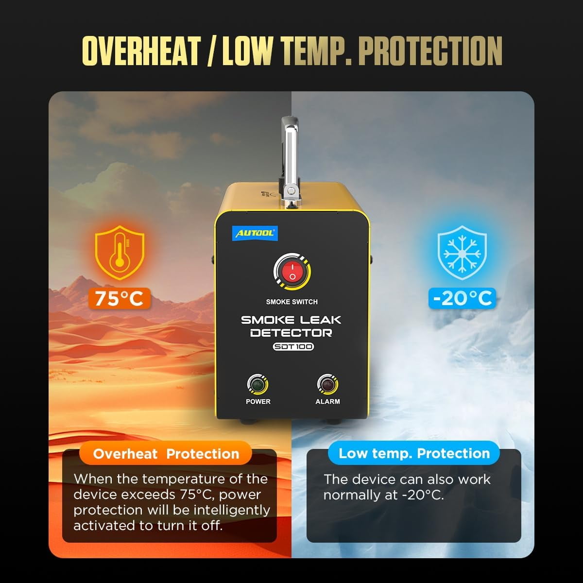 AUTOOL SDT100 Automotive Smoke Machine, EVAP Vacuum Smoke Leak Detector, Vehicle Fuel Plumbing Exhaust System Smoke Leak Diagnostic Tester for Car Motorcycles Trucks