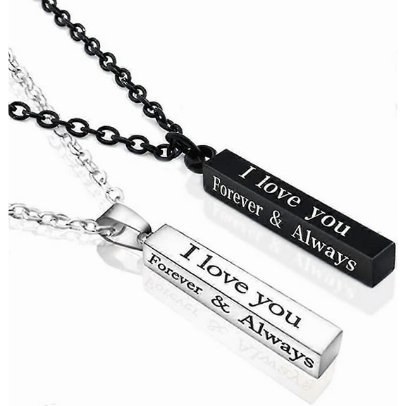 Always And Forever Necklace For Couples Stainless Steel I Love You Engraved Matching Relationship Couples Necklaces For Boyfriend And Girlfriend Him A