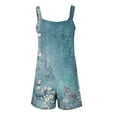 thumbnail image 6 of JULMCOMO sexy Rompers for Curvy Women Sleeveless Wide Leg Shorts Jumpers Flowy Summer Casual Adjustable Strap Overalls with Pockets Light Blue XXL, 6 of 6