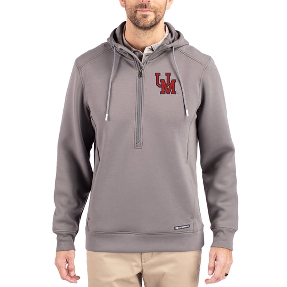 Men's-Cutter & Buck  Gray Ole Miss Rebels Roam Eco Recycled Half-Zip Pullover Hoodie