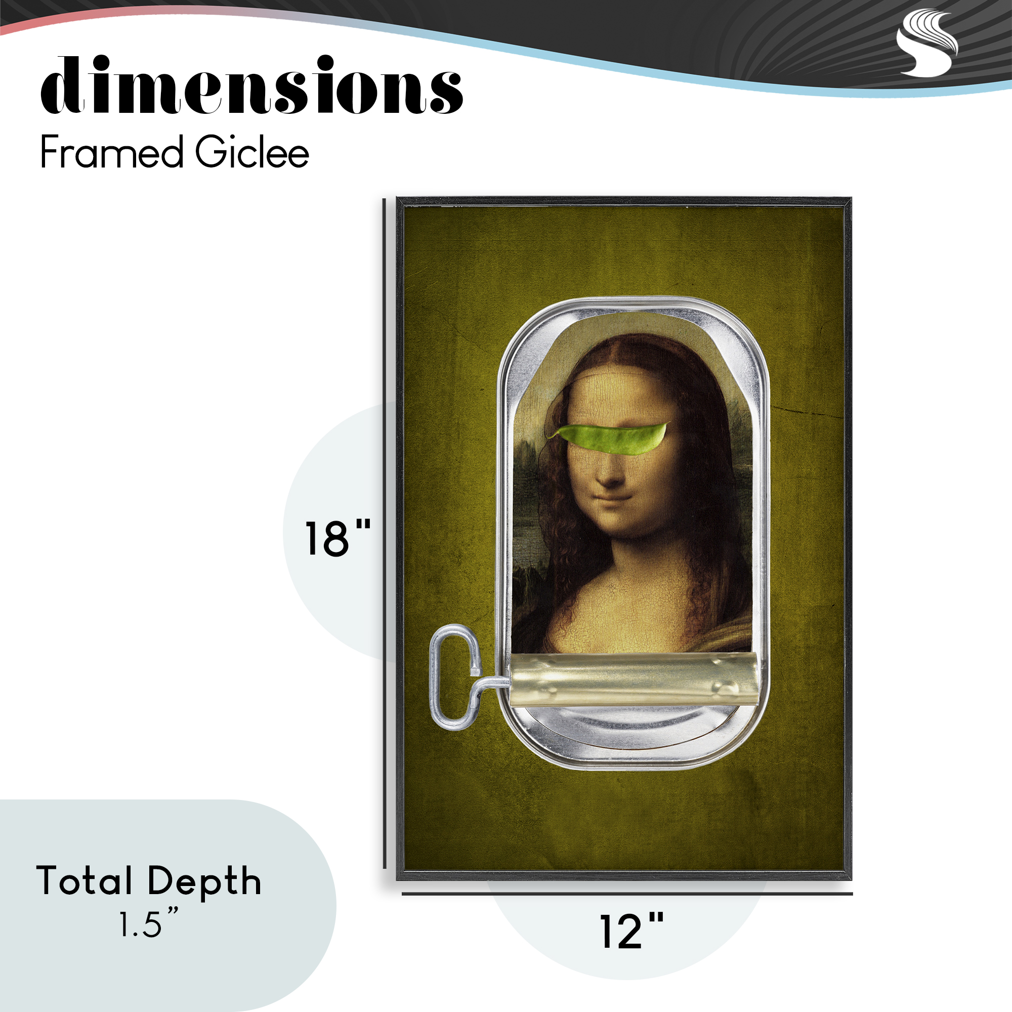 Canned Mona Lisa Black Framed Giclee Art, design by Elo Marc
