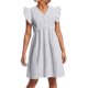 thumbnail image 1 of Vestido informal de color liso para mujer con mangas colgantes de encaje y mini falda - Poliéster, diseño con volantes y cuello en V, apto para mujeres embarazadas, 1 of 4