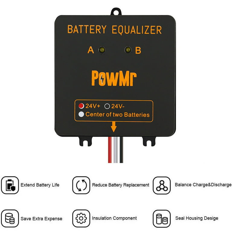 Arealer 24V Battery Equalizer Battery Balancer Recharger Controller for Leadacid Batteries Bank System, Size: 125
