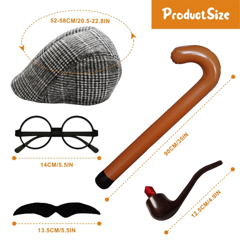 AWJUWHBJ Grandpa Hat Glasses Eyebrows Moustache for 100th Day of School Costume Kids Boys Grandma for Cosplay Old