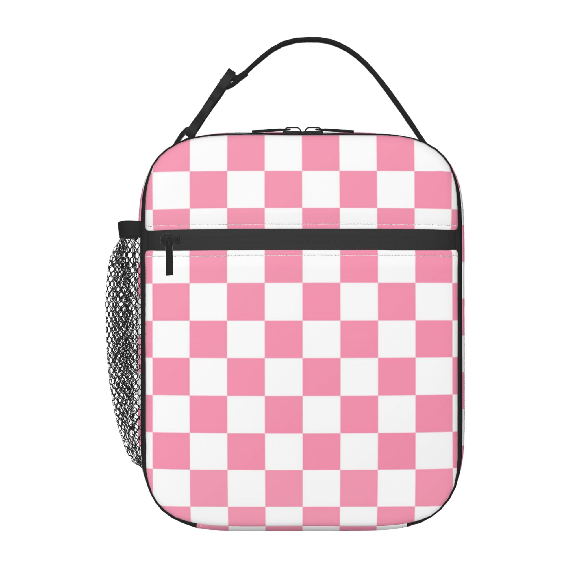 1pc Checkered Pattern Portable Lunch Bag