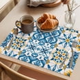 thumbnail image 3 of Blue Yellow Boho Placemats Set of 6, Geometric Floral Traditional Spanish Style Non-Slip Place Mats Washable Table Mats for Kitchen Dining Table Decorations Indoor/Outdoor, 3 of 9