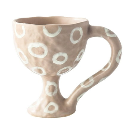 

Ceramic Goblet Mug Hand Painted Ice Comfortable Grip Birthday Gift Vintage Drinkware Handmade for Party Bar Kitchen Camping Shop B