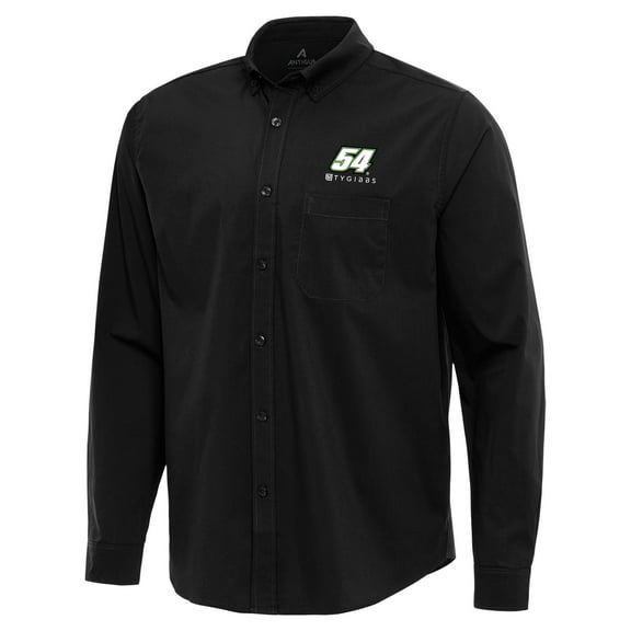 Men's Antigua  Black Ty Gibbs Flight Woven Tri-Blend Long Sleeve Button-Down Shirt