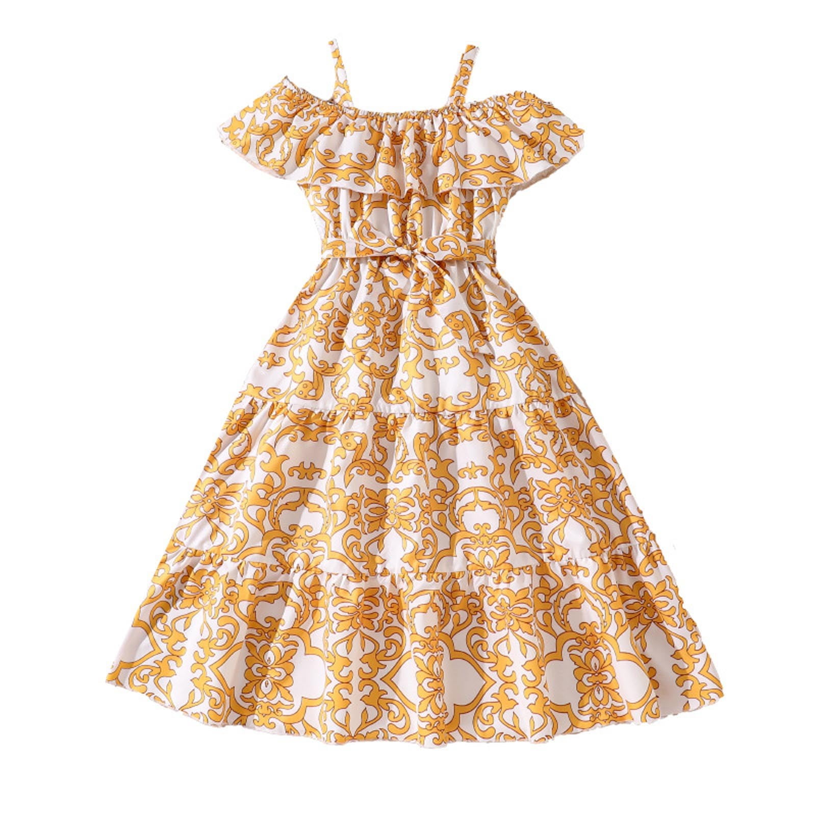 EHQJNJ Girl Dresses 5T Sporty Girls' Off Shoulder Floral Maxi