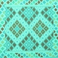 thumbnail image 1 of Ahgly Company Machine Washable Indoor Square Southwestern Turquoise Blue Country Area Rugs, 3' Square, 1 of 4