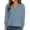 Blue, variant on Women's Waffle Knit Half Button Long Sleeve Top, Crewneck Casual Pullover with Adjustable Front Placket, Lightweight Textured Blouse for Spring Fall Layering Daily Wear Beige L