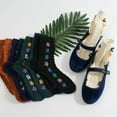 thumbnail image 4 of Women Crew Socks | 4-6 Pairs Flower Graphic Rainbow Striped Design Polka Dot Heart Leopard Pattern Cotton Socks | US 6-8, 4 of 6